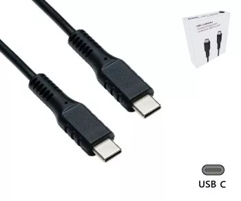 USBCL-C-15S Nabíjací kábel USB typu C na C v reklamnej škatuli, čierny, 1,5 m